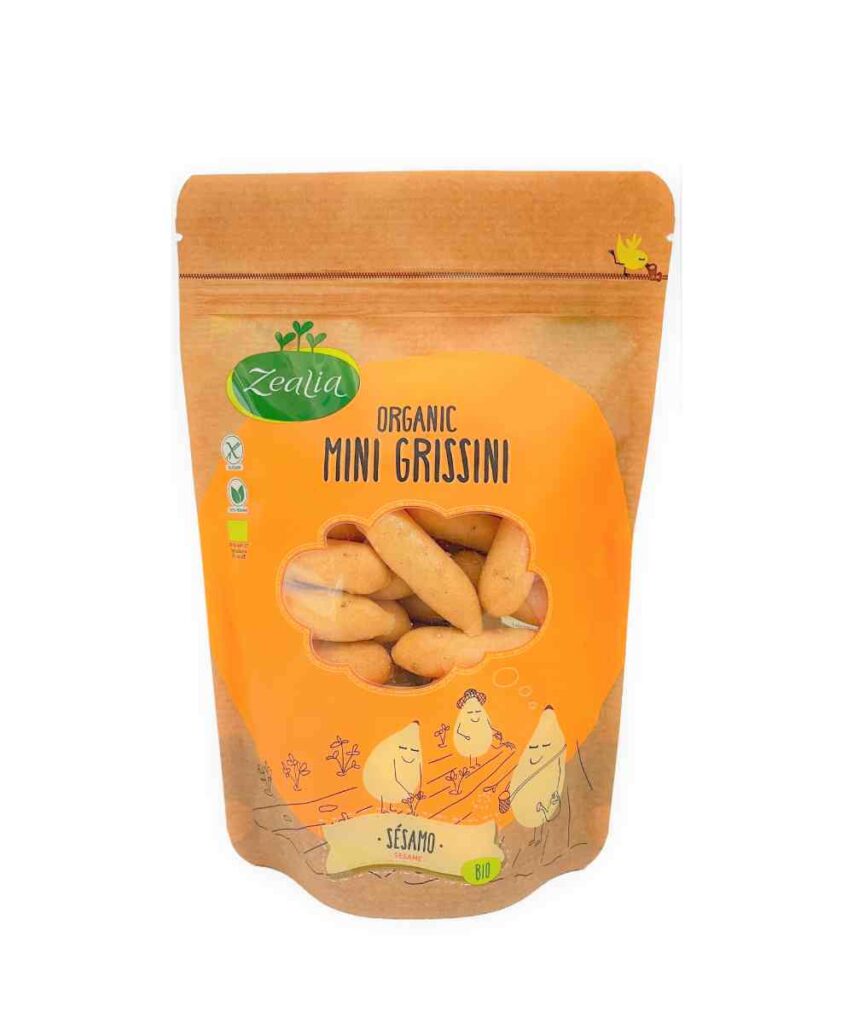 Mini grissini con sésamo sin gluten eco y vegano Zealia