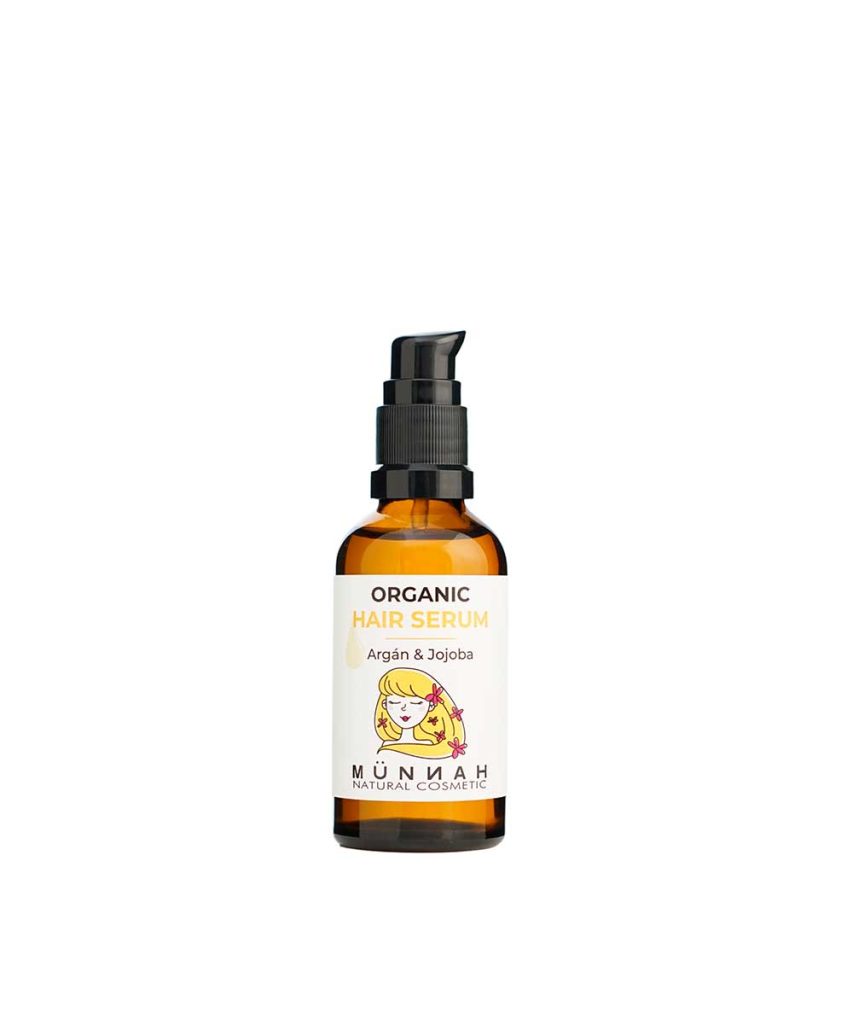 Serum capilar de argán y jojoba ecológico de Munnahologico y vegano de Munnah