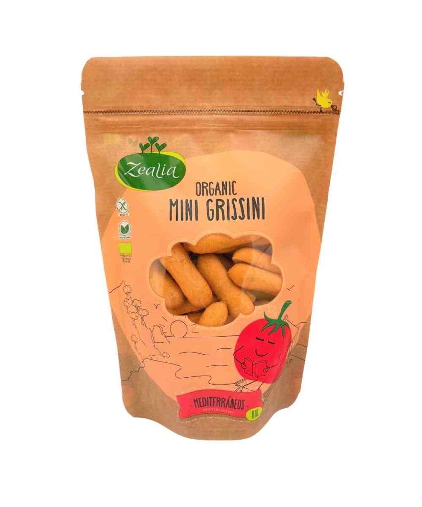 Mini grissini con hierbas mediterráneo sin gluten eco y vegano Zealia