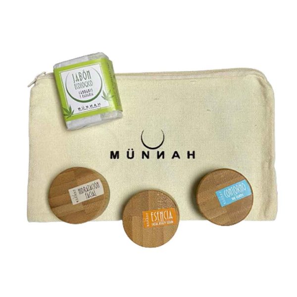 Kit de viaje cuidado cara y cuerpo natural de Münnah