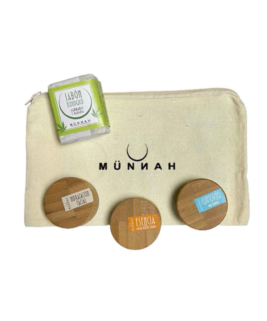 Kit de viaje cuidado cara y cuerpo natural de Münnah