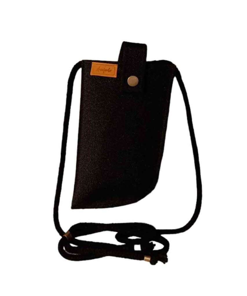 Portamóvil fashion gabardina negra sostenible Anajorlu