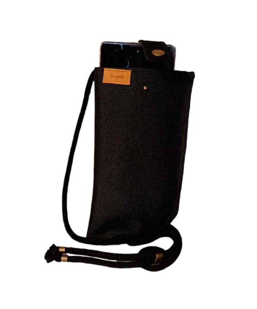 Portamóvil fashion gabardina negra sostenible Anajorlu