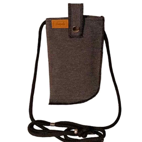 Porta móvil sostenible loneta gris reutilizada Anajorlu