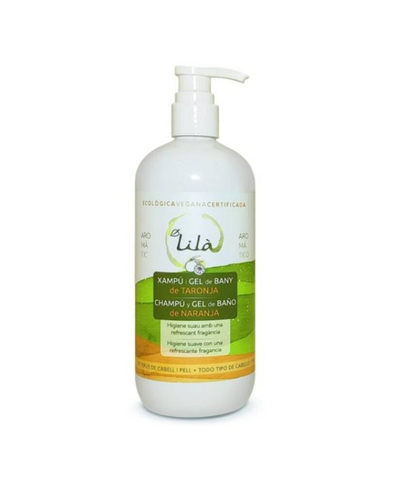 Champu y gel de ducha de naranja ecológico y vegano Lila Cosmetics