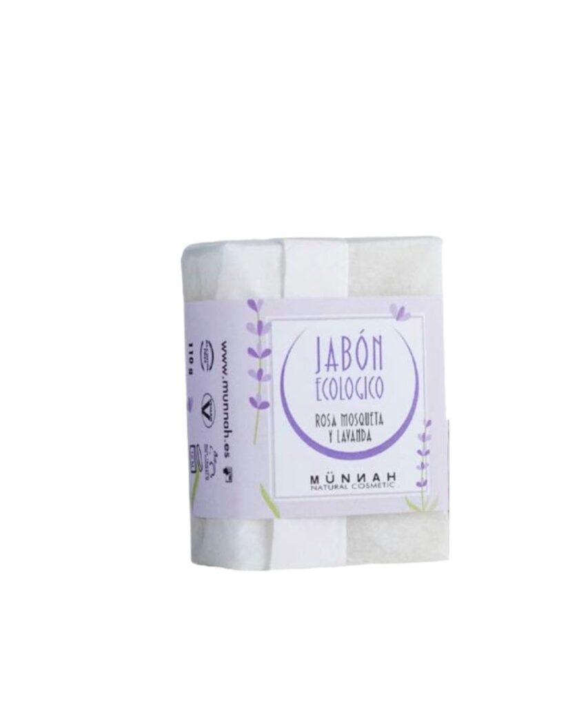 Jabón sólido natural cara y cuerpo rosa mosqueta y lavanda Munnah