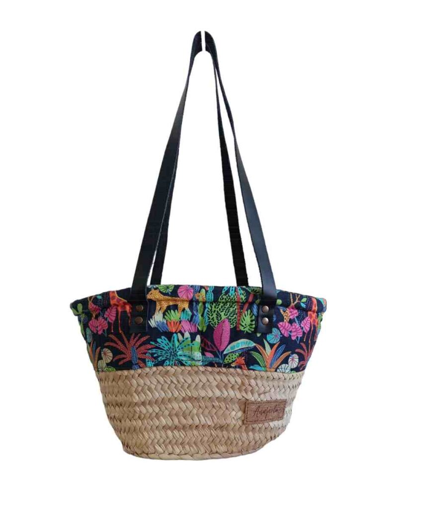 capazo bolso artesanal de paja multicolor