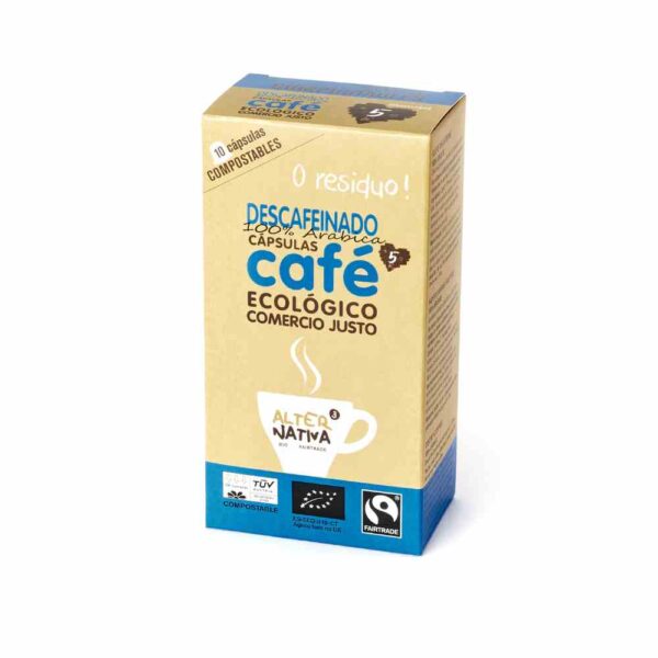 Capsulas compostables cafe descafeinado ecológico y fairtrade Alternativa3