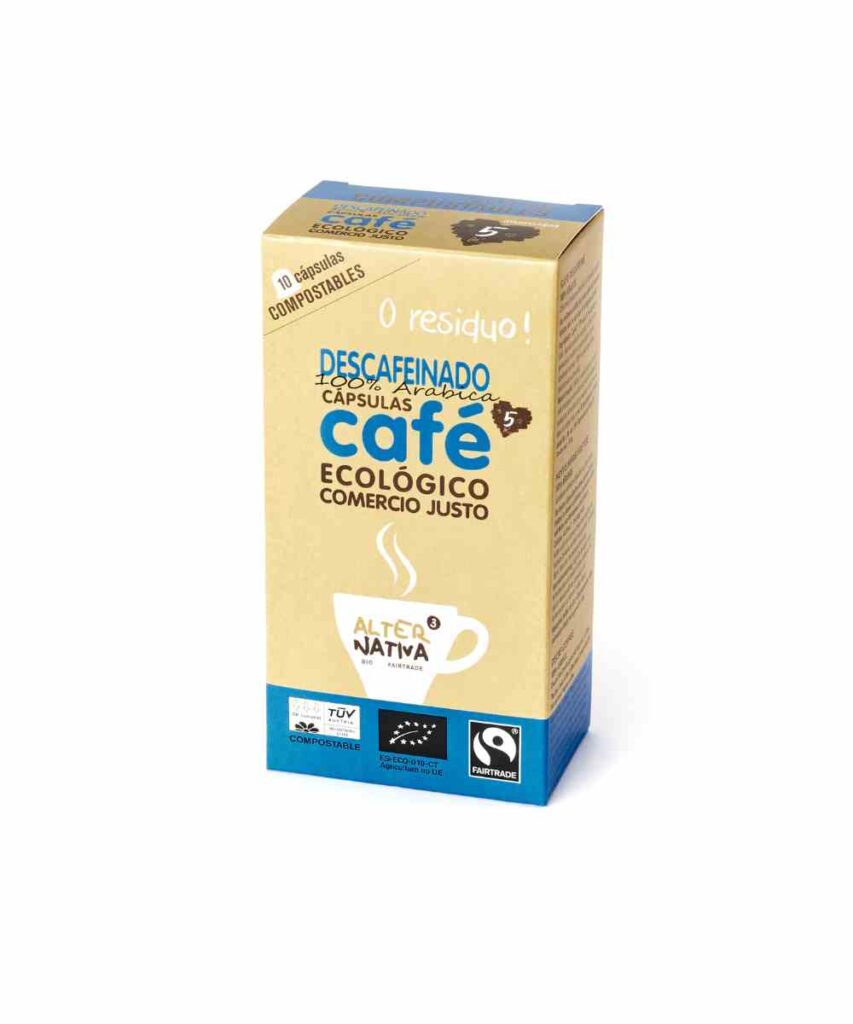 Capsulas compostables cafe descafeinado ecológico y fairtrade Alternativa3