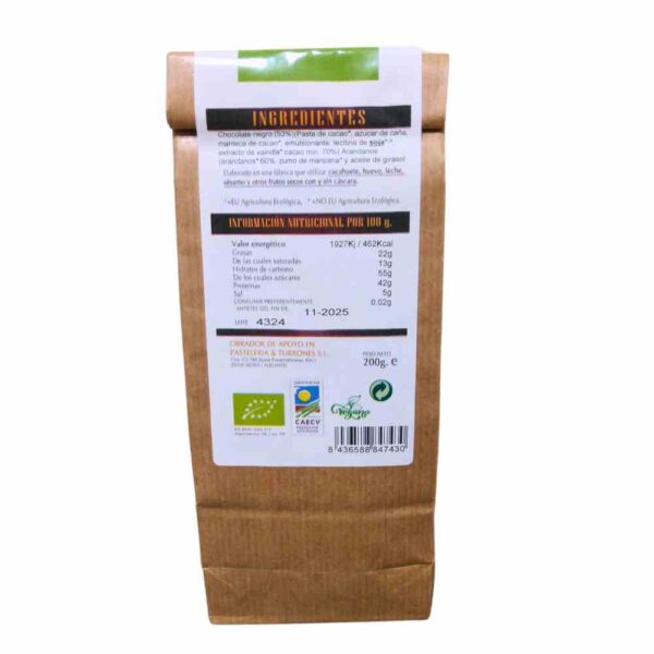 Arándanos con choco negro 70% ecológicos y veganos Nutxes