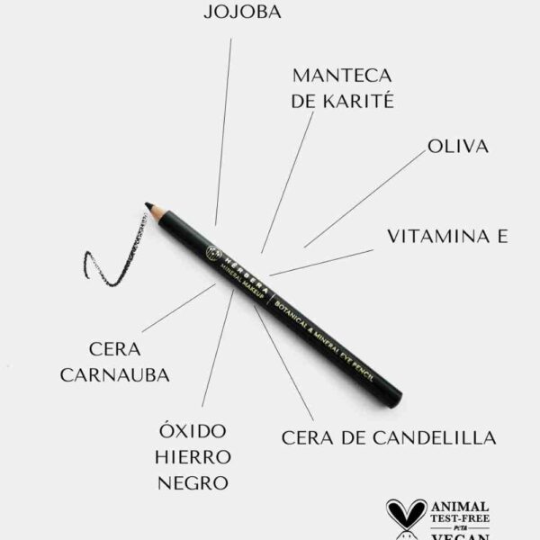 Lapiz de ojos negro botanil & mineral eye pencil Herbera Cosmetics