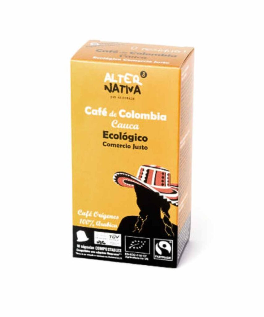 Cápsulas de café compostable Colombia Cauca ecológico y fairtrade Alternativa3