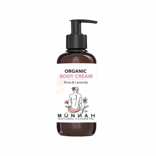 crema corporal ecológica de rosa y lavanda sin toxicos Munnah