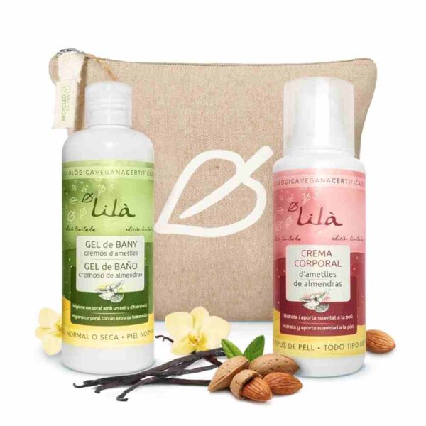 pack de regalo cuidado corporal con almendras ecológico y vegano Lila