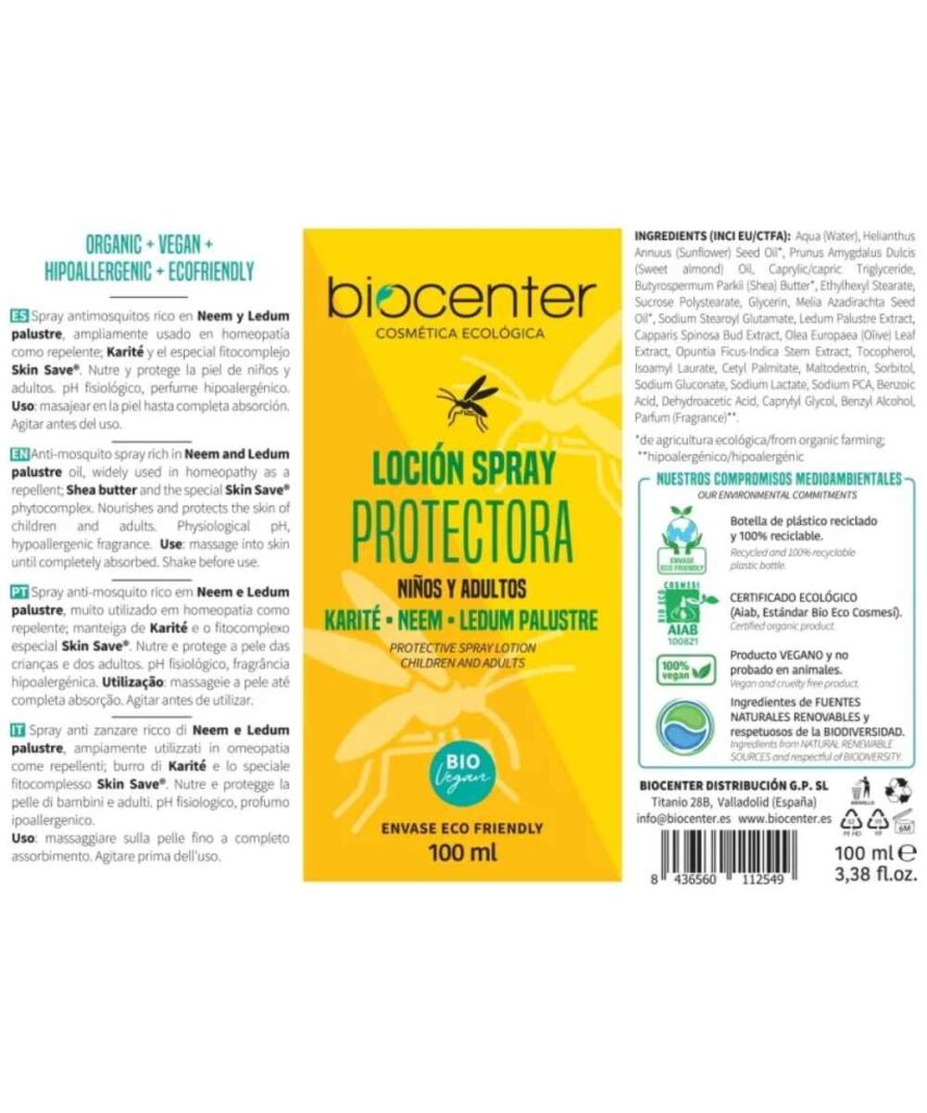 Spray repelente natural y proteccion antimosquitos ecológico Biocenter