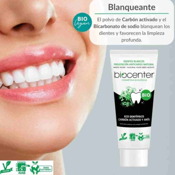 Pasta de dientes carbon activado y anis sin fluor ecológica Biocenter