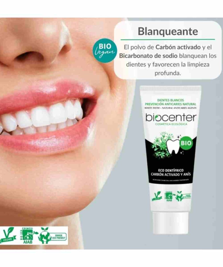Pasta de dientes carbon activado y anis sin fluor ecológica Biocenter