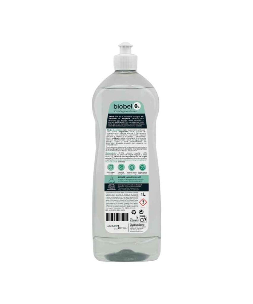 Limpiador multiusos y suelos 0% perfume 0% alergenos ecologico Biobel