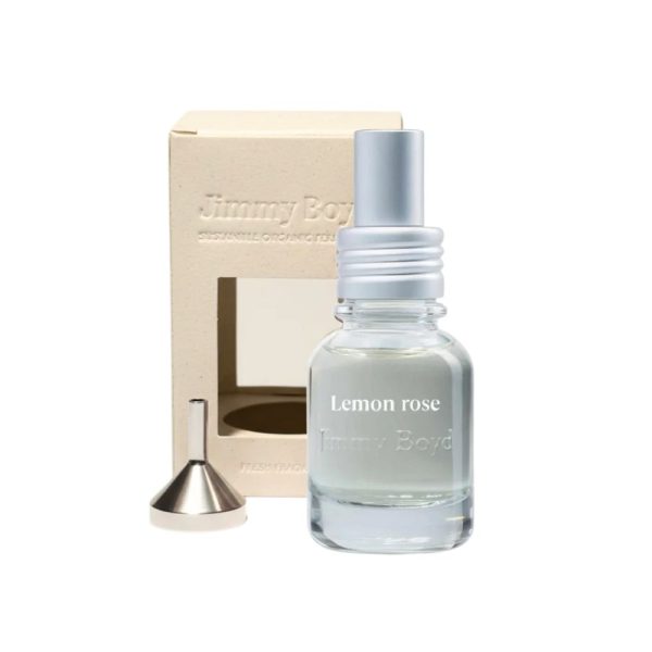 Mini colonia Lemon & Roses ecológica Jimmy Boyd formato rellenable con embudo